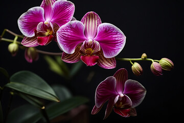 Orchid flower on a black background - Powered by Adobe