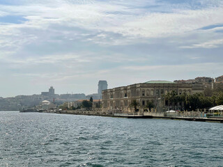 17 of April 2023 - Istanbul, Turkey: Dolmabahce Palace, view from the sea