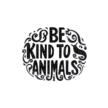 Generative AI image of BE KIND TO ANIMALS design