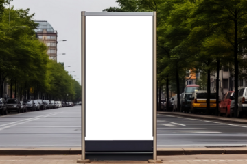 PNG picture of vertical billboard in the city