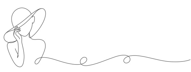 fashion girls style line art illustration. women model pose with hat vector