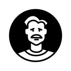 Back and white avatars of man. This design effectively uses the monochrome palette to convey a rich spectrum of emotions through the man's avatar. Vector illustration.