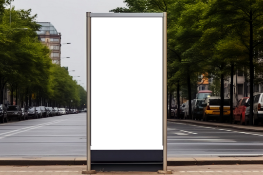 PNG picture of vertical billboard in the city