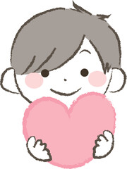 ハートを持った男の子のイラスト1