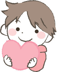 ハートを持った男の子のイラスト2
