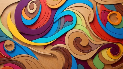 Close-up, wood marquetry wallpaper, abstract pattern background