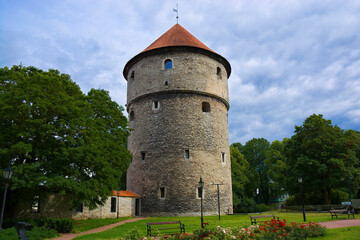 Fototapeta na wymiar Medieval city walls of Tallinn, Estonia - Kiek in de Kök Tower
