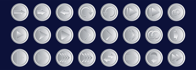 Different Arrows Symbol for Web, App, UI, UX Design. Arrow vector icon set.  Set of Arrow Icon, vector Collection. Blue and silver rings.