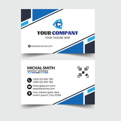 Business card modern design template for company corporate style. Blue and white color