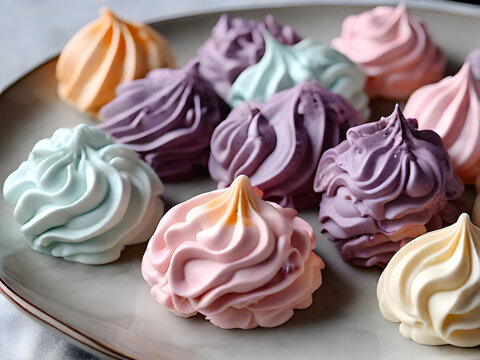 This is a photo of a pretty meringue cookie that looks delicious. Generative AI.