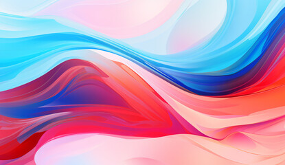 Obraz premium an abstract painting with red, blue, and purple colors, in the style of computer art, smooth curves, light red and light aquamarine, color stripes