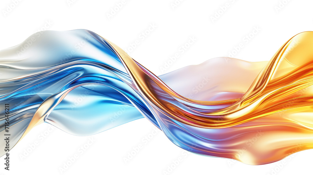 Wall mural 3d abstract modern gradient wave isolated on transparent background