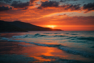 Obraz premium Sunset In Beach Wallpaper