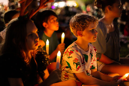 Group of children at carols by candlelight event