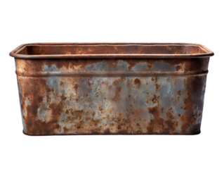 Weathered Metal Trough, isolated on a transparent or white background