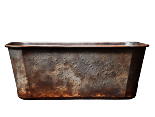 Weathered Metal Trough, isolated on a transparent or white background