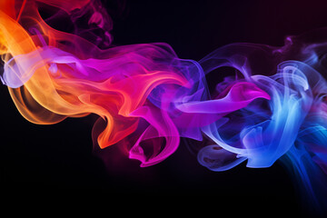 Obraz premium Abstract colourful smoke in motion. Smoke, Cloud of cold fog in black background. Light, white, fog, cloud, black background