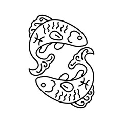 Pisces color line icon. Zodiac sign. Astrology and horoscope.