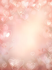 Romantic Watercolor-Style Card Background for Valentine's Day with Hearts and Roses