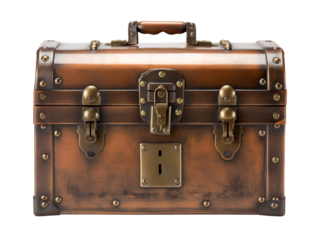 Antique Metal Cash Box, isolated on a transparent or white background