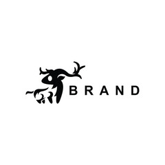 Simple Deer Animal Modern Logo, Logo design vector template on white background, logos for your company, brand.