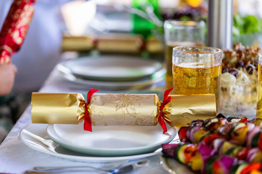Christmas cracker on lunch table