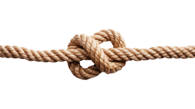 Rope knot isolated on transparent and white background