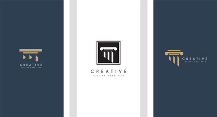 Set of justice law firm logo design with pillar, crown and creative element Premium Vector