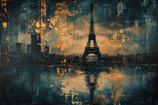 Eiffel Tower landscape illustration