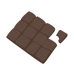 chocolate bar  on white background, dessert, vector illustration in flat style
