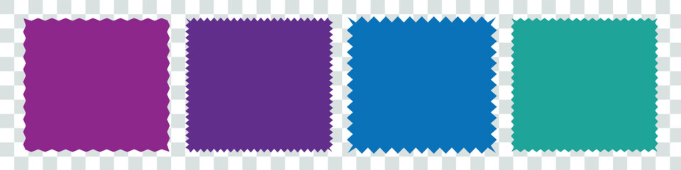 Zig zag edge rectangle shape collection. Jagged rectangular elements set. Black graphic design elements for decoration, banner, poster, template, sticker, badge. Vector