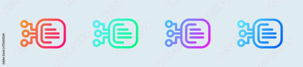 Aufkleber learning line icon in gradient colors. artificial signs vector illustratrion.