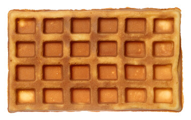 Rectangular baked Belgian waffle on isolated background