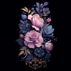 Vintage Floral Bouquet in Lavender Symbolizes Love and Affection. Timeless Gift of Flowers Never Grows Old.