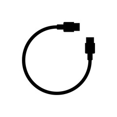 Long usb cable wire cord round shape. Vector silhouette. 