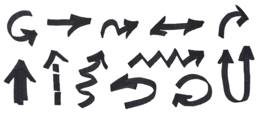 Arrows drawn with black marker in different directions