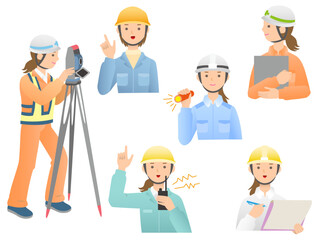 働く工事現場作業員 女性