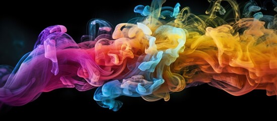 movement of colorful vape smoke on a black background