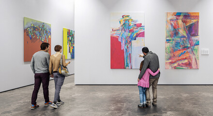 Guests at an Art Exhibition of Contemporary Painting - 3D Visualization