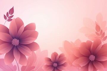 Floral greeting card template with pink gradient background. Generative AI