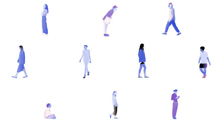 Persone Tonalità Blu sfondo trasparente