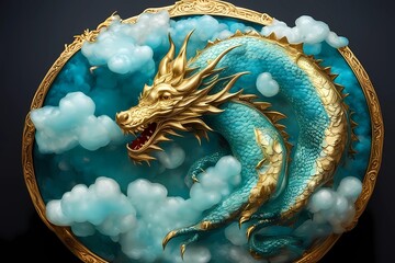 chinese dragon on a blue background