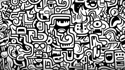 Funny doodle seamless pattern, artistic background