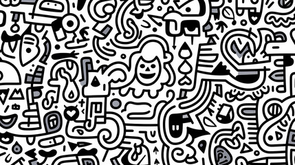 Obraz premium Funny doodle seamless pattern, artistic background