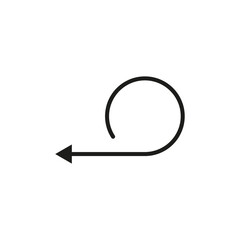 Semicircular rounded arrow. Semi circle thin long narrow shape. Vector drawing and illustration.