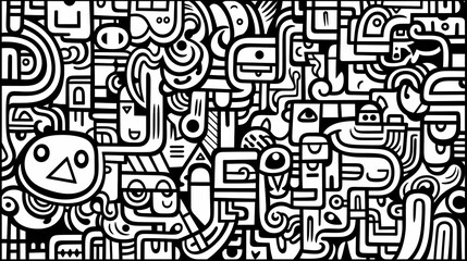 Funny doodle seamless pattern, artistic background