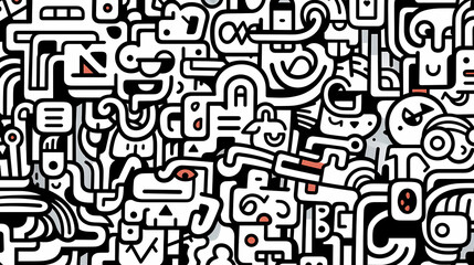 Funny doodle seamless pattern, artistic background