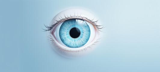 Eye on light blue background, generative AI