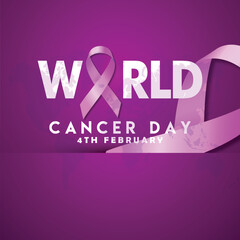 Fototapeta premium Gradient world cancer day vector illustration with ribbon