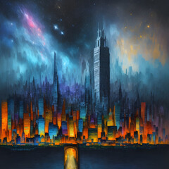 Fototapeta premium Dynamic City Palette: Exploring Abstract Urban Landscapes.